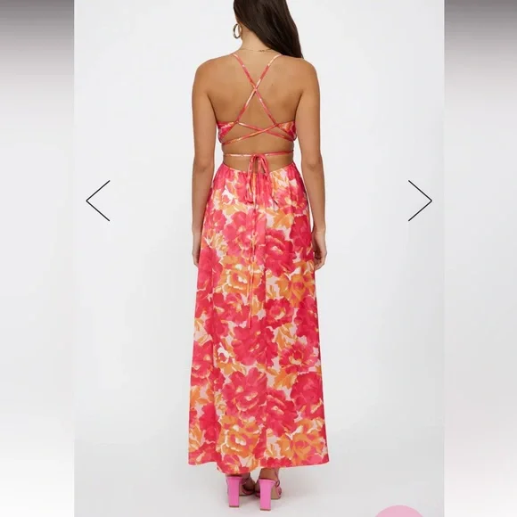 BLOOMING SEASON MIDI DRESS RED - Picture 5 of 6